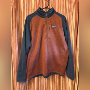 Patagonia Men's Zip-Up Sweater in Rust and Charcoal